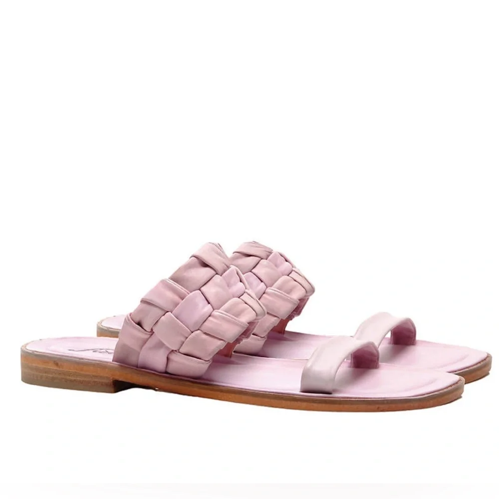 Free People Winding River Leather Pink Sandals Size 8